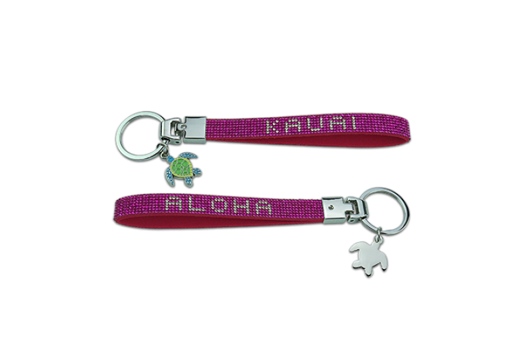 Pink Rhinestone Kauai Honu Wristlet Keychain