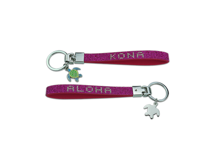 Pink Rhinestone Kona Honu Wristlet Keychain