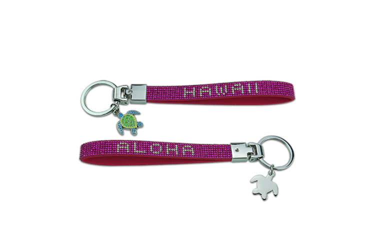 Pink Rhinestone Hawaii Honu Wristlet Keychain