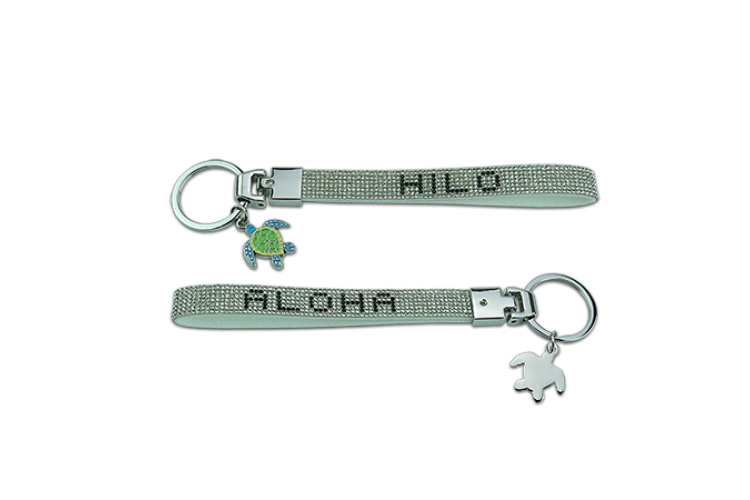 Silver Rhinestone Hilo Honu Wristlet Keychain