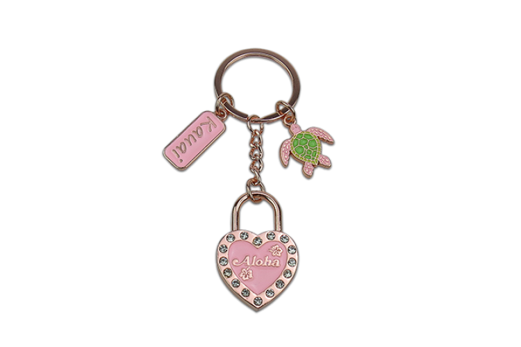Pink Heart Kauai Rose Gold Keychain