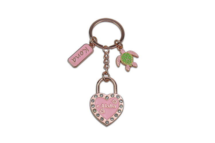 Pink Heart Kona Rose Gold Keychain