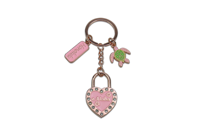 Pink Heart Honolulu Rose Gold Keychain