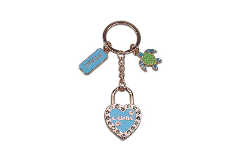 Blue Heart Maui Rose Gold Keychain