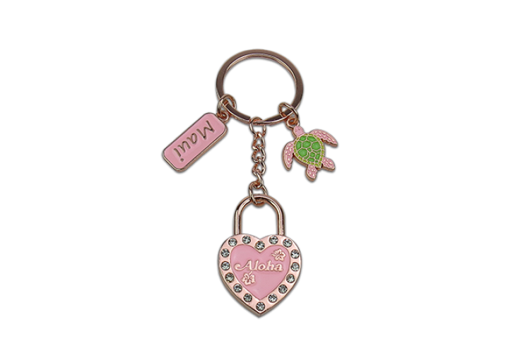 Pink Heart Maui Rose Gold Keychain