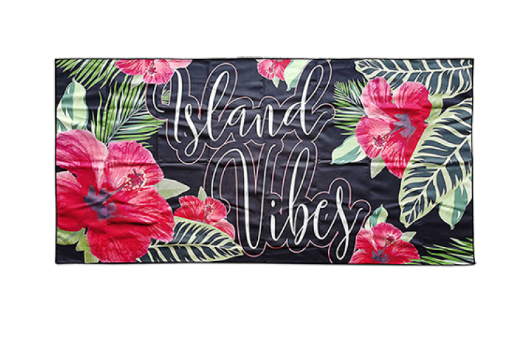 Island Vibes Hibiscus Microsuede Beach Towel