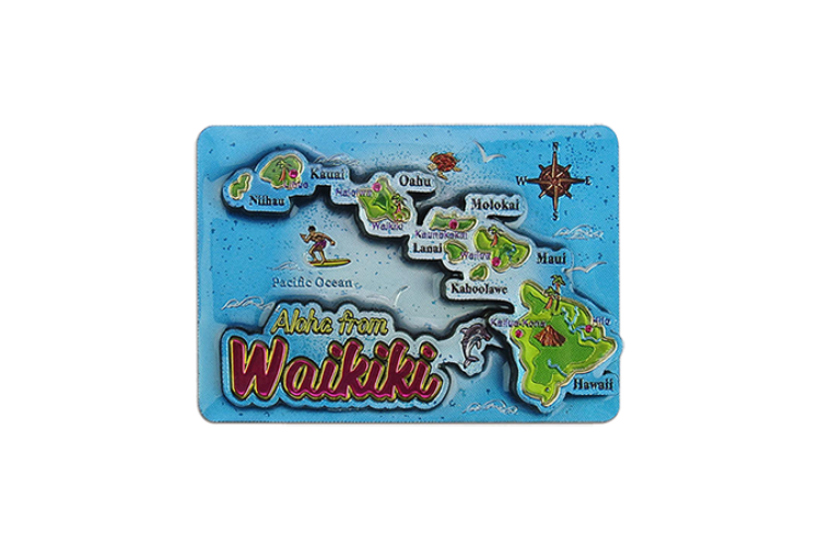 Waikiki Hawaiian Islands Epoxy Magnet